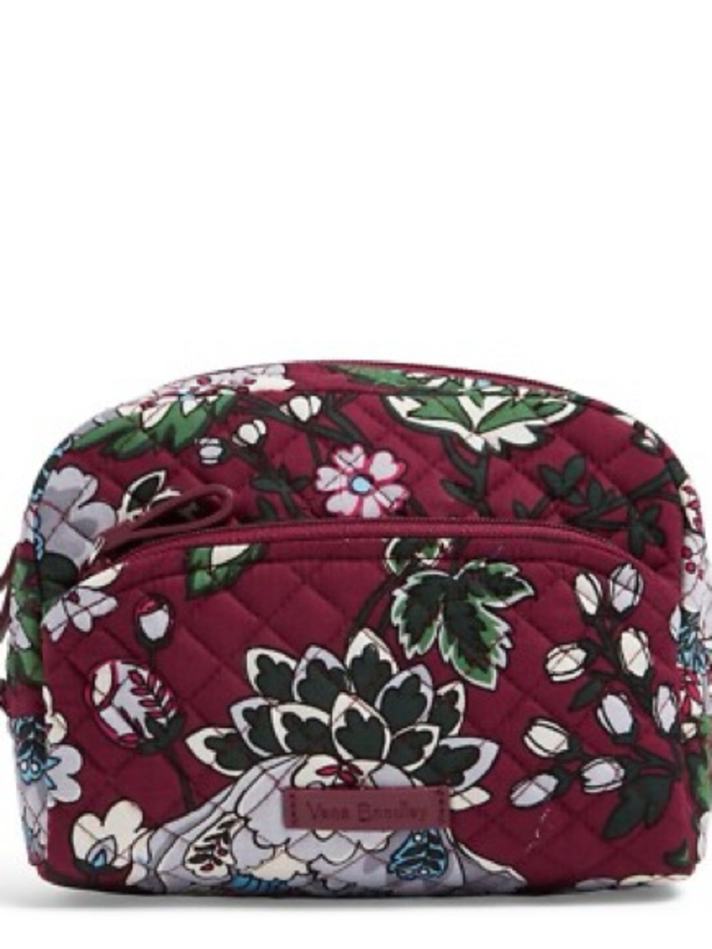 Vera Bradley Wine Floral Quilted Cosmetic Pouch in Bordeaux Blooms